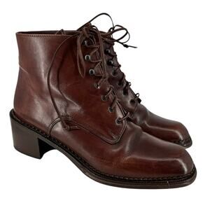 Vintage Joan & David Leather Ankle Boots Italy Hand Made Womens Size 7.5 M